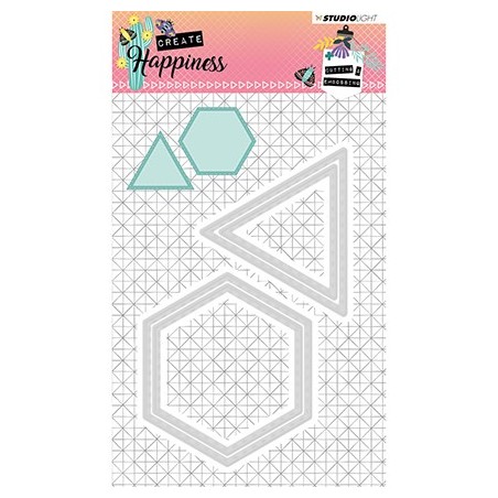 (STENCILCR160)Studio Light Cutting and Embossing Die Create Happiness nr.160