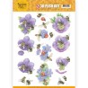 (SB10365)3D Pushout - Jeanines Art - Buzzing Bees - Purple Flowers