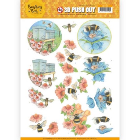 (SB10366)3D Pushout - Jeanines Art - Buzzing Bees - Working Bees