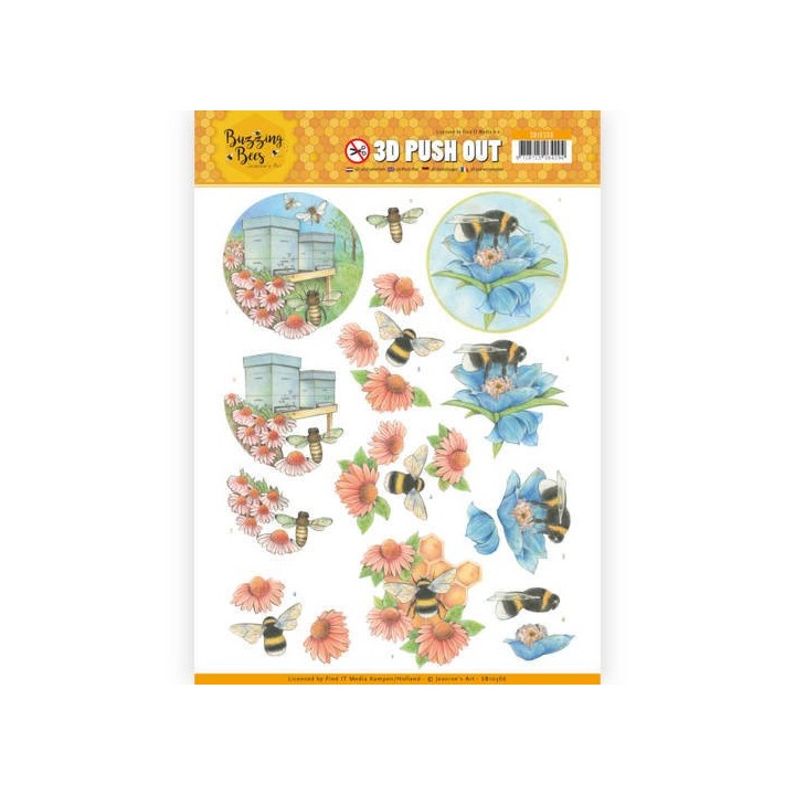 (SB10366)3D Pushout - Jeanines Art - Buzzing Bees - Working Bees