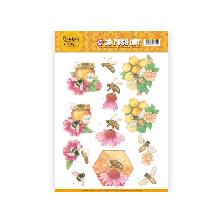 (SB10367)3D Pushout - Jeanines Art - Buzzing Bees - Honey Bees