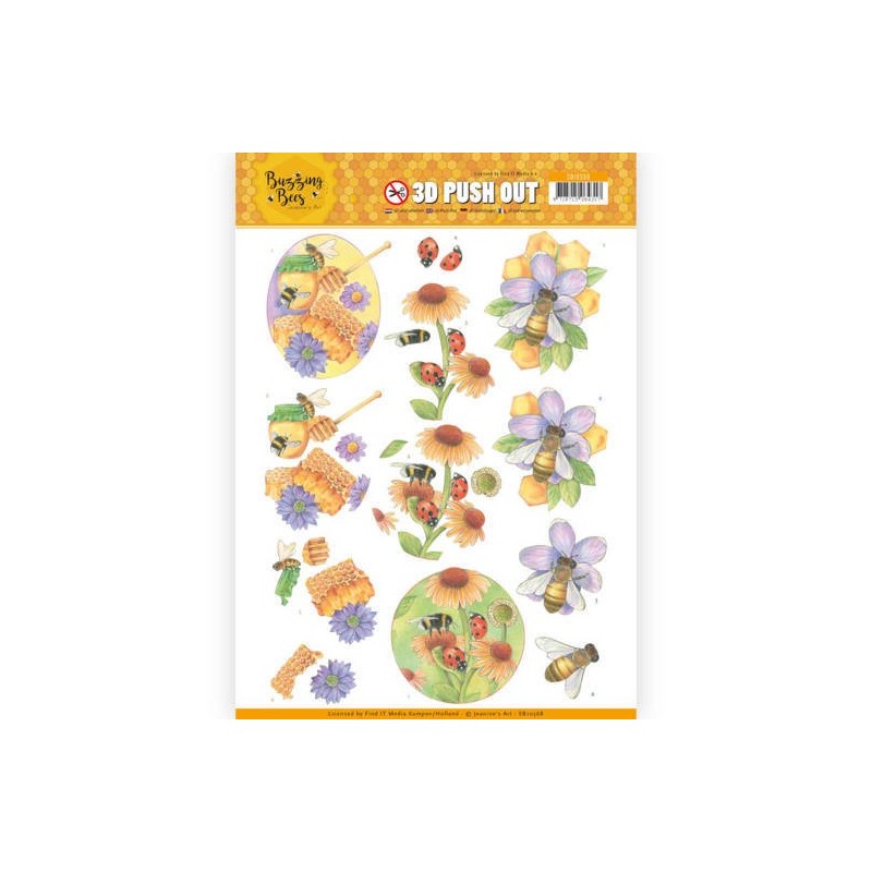 (SB10368)3D Pushout - Jeanines Art - Buzzing Bees - Sweet Bees