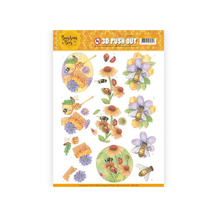 (SB10368)3D Pushout - Jeanines Art - Buzzing Bees - Sweet Bees