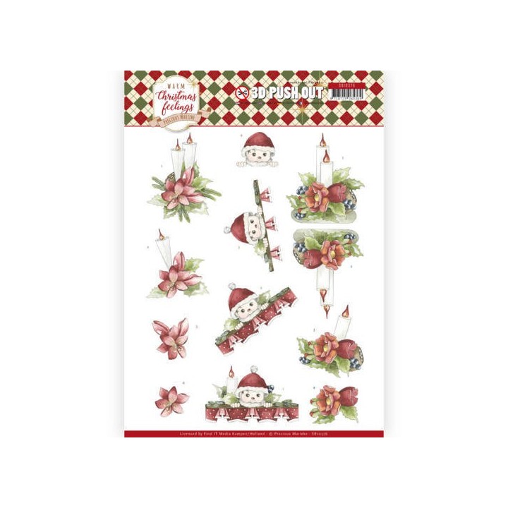 (SB10376)3D Pushout - Precious Marieke - Warm Christmas Feelings - Christmas Candles