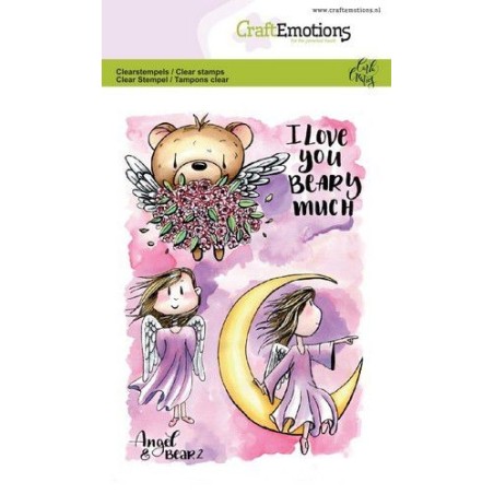 (1645)CraftEmotions clearstamps A6 - Angel & Bear 2 Carla Creaties