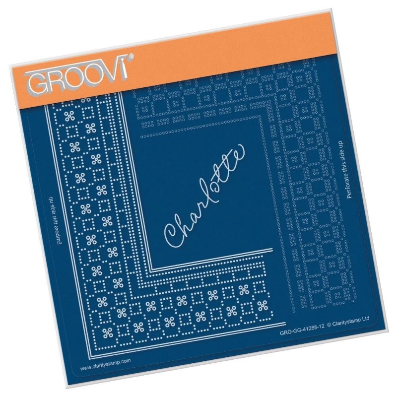 (GRO-GG-41288-12)Groovi Grid Piercing Plate PRINCESS CHARLOTTE GRID DUET