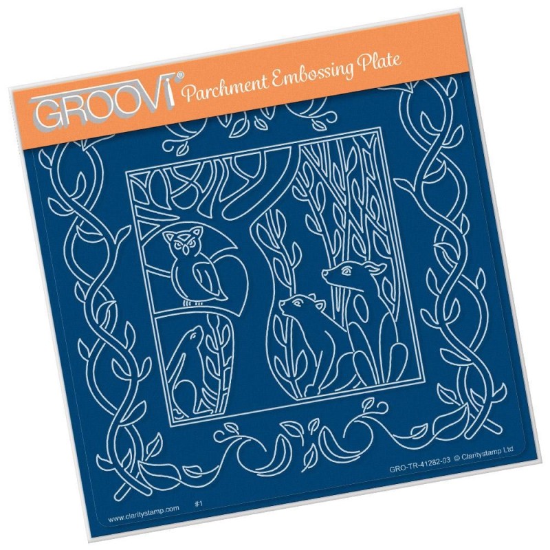 (GRO-TR-41282-03)Groovi Plate A5 WOODLAND FOXES
