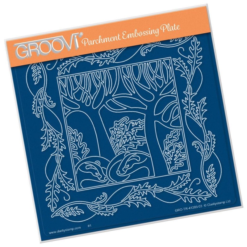 (GRO-TR-41283-03)Groovi Plate A5 WOODLAND BADGER