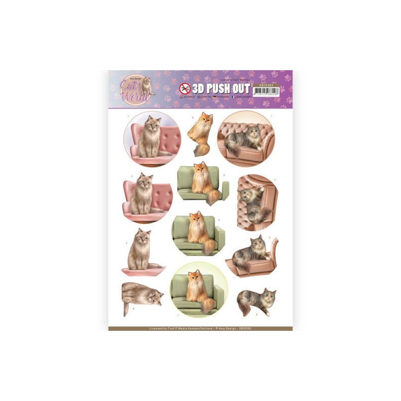 (SB10382)3D Pushout - Amy Design - Cats World - Show Cats