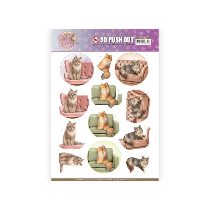(SB10382)3D Pushout - Amy Design - Cats World - Show Cats
