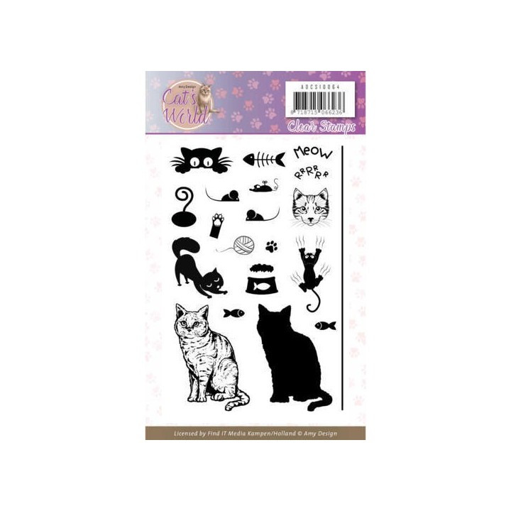 (ADCS10064)Clear Stamps - Amy Design - Cats World