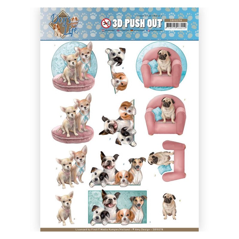 (SB10378)3D Pushout - Amy Design - Dog's Life - All kind of Dogs