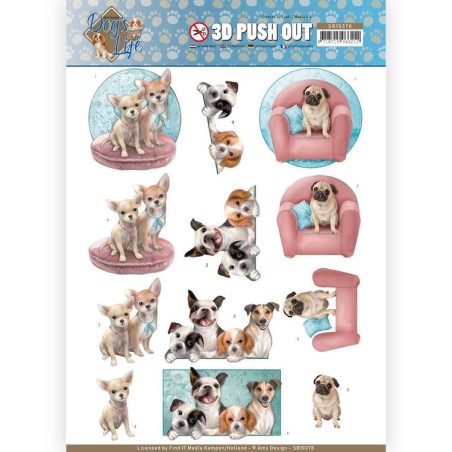 (SB10378)3D Pushout - Amy Design - Dog's Life - All kind of Dogs