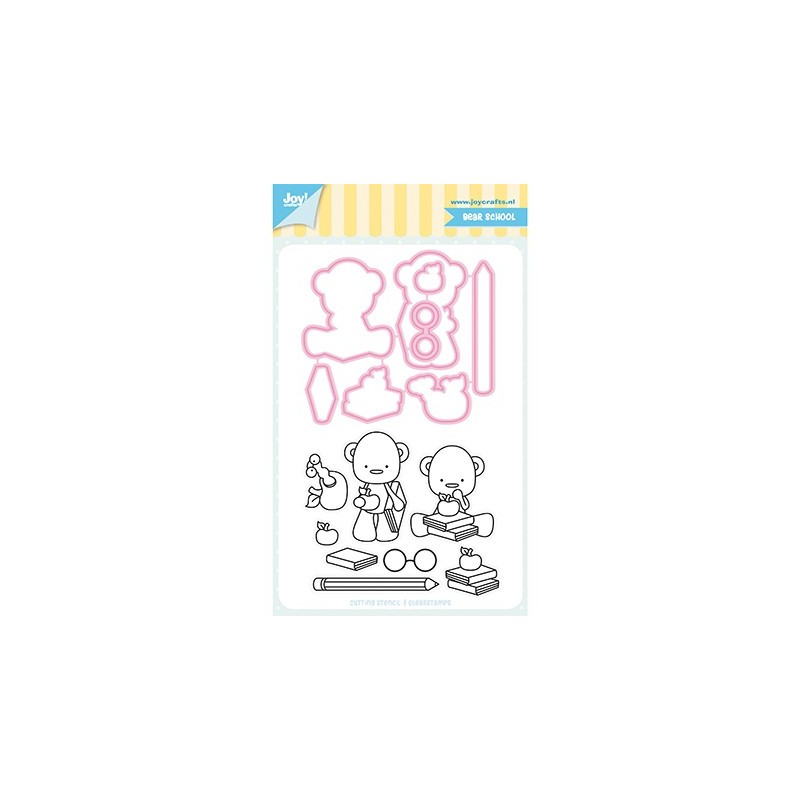 (6004/0041)Clear stamp / Stencil set Jocelijne - School bear