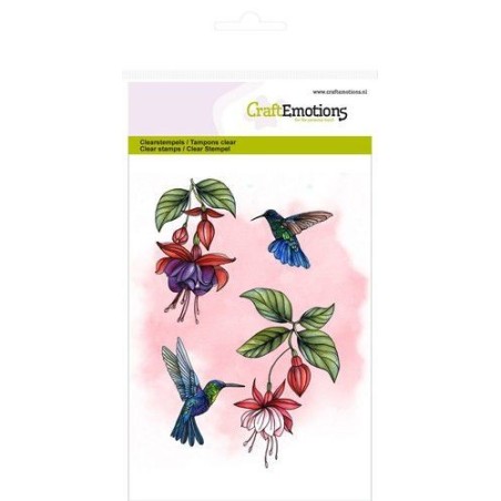 (1308)CraftEmotions clearstamps A6 - fuchsia hummingbird