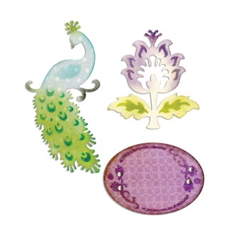 (659070)Thinlits Die Set 3PK - Peacock, Frame & Flower