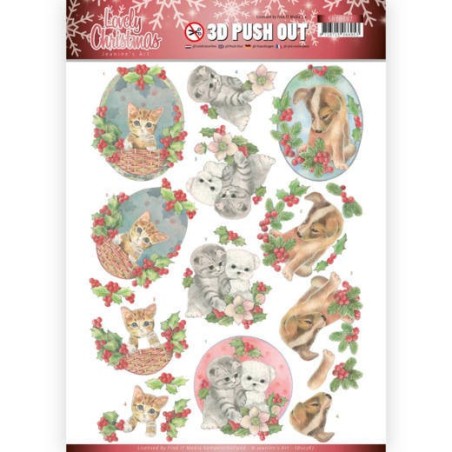 (SB10387)3D Pushout - Jeanine's Art - Lovely Christmas - Lovely Christmas Pets