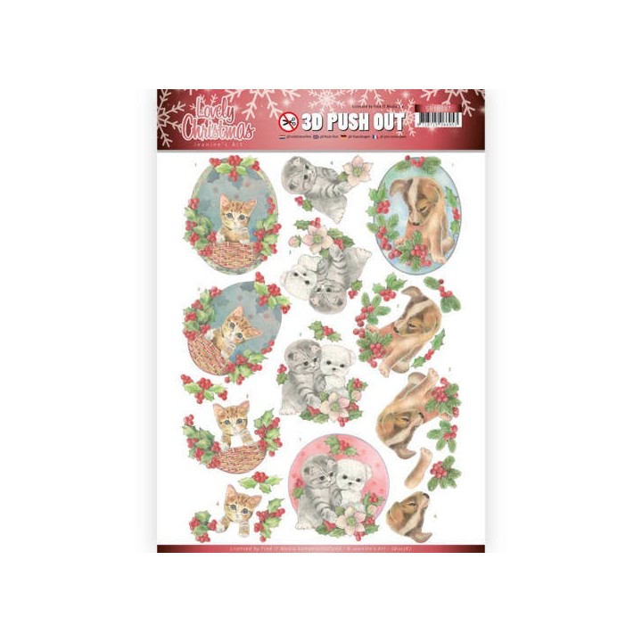 (SB10387)3D Pushout - Jeanine's Art - Lovely Christmas - Lovely Christmas Pets