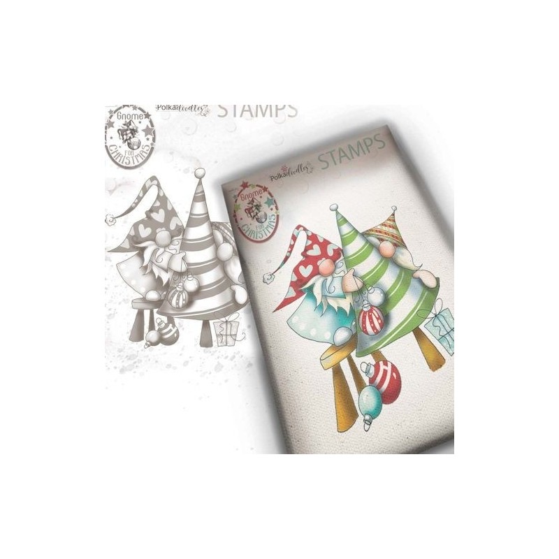 (PD7950)Polkadoodles Gnome Decorating The Tree Clear Stamp