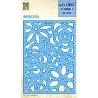 (LCDB005)Nellie's Layered combi dies Rectangle Flowers-3 (Layer B)