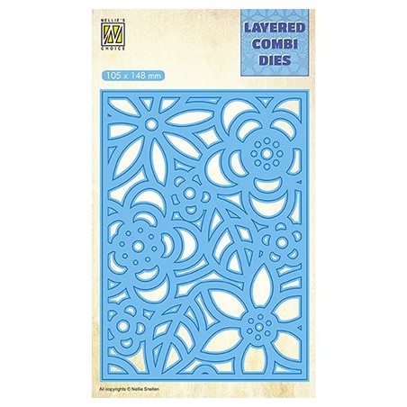 (LCDB005)Nellie's Layered combi dies Rectangle Flowers-3 (Layer B)