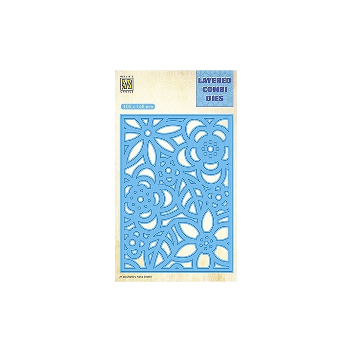 (LCDB005)Nellie's Layered combi dies Rectangle Flowers-3 (Layer B)