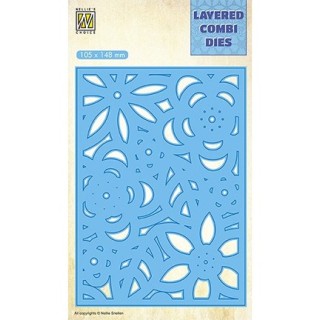 (LCDB006)Nellie's Layered combi dies Rectangle Flowers-3 (Layer C)