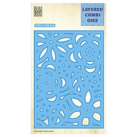 (LCDB006)Nellie's Layered combi dies Rectangle Flowers-3 (Layer C)
