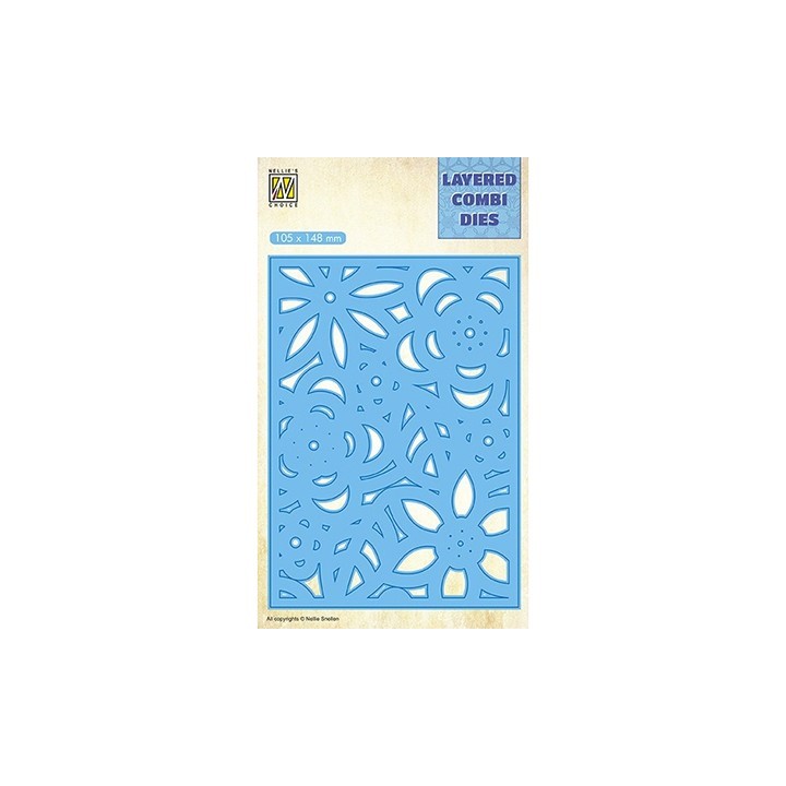 (LCDB006)Nellie's Layered combi dies Rectangle Flowers-3 (Layer C)