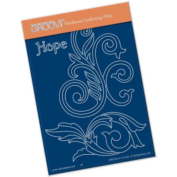(GRO-PA-41313-02)Groovi® plate A6 FILIGREE SWIRLS - HOPE