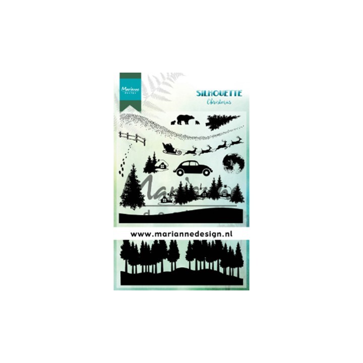 (CS1040)Clear stamp  Silhouette Christmas