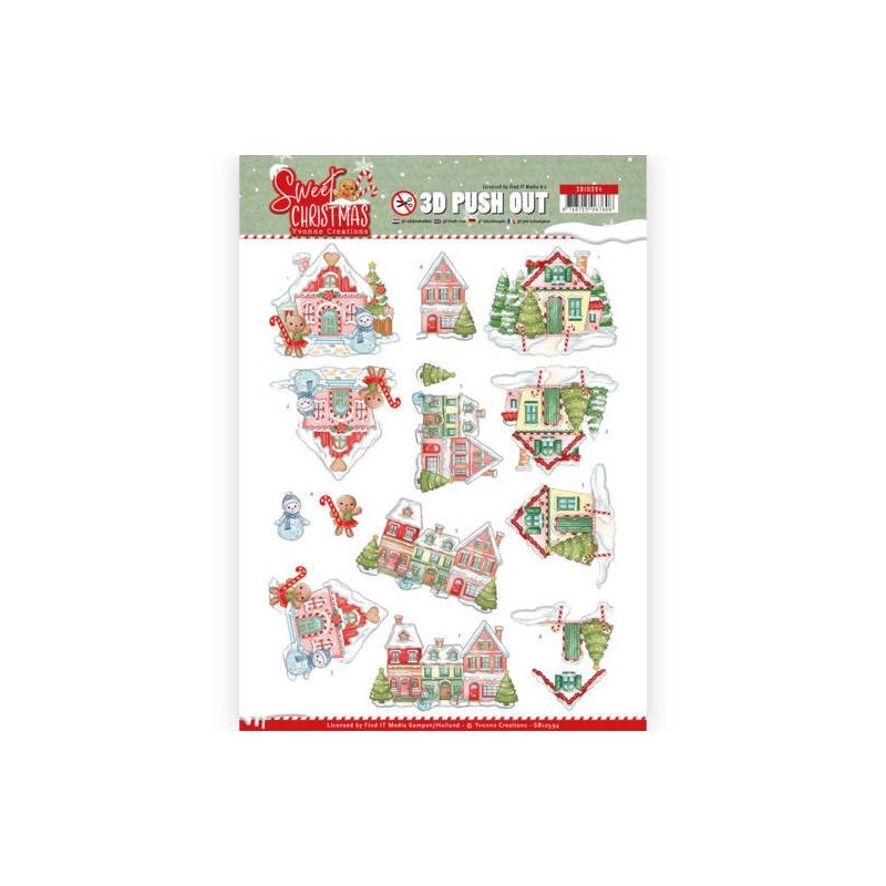 (SB10394)3D Pushout - Yvonne Creations - Sweet Christmas - Sweet Houses