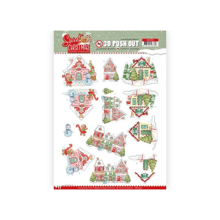 (SB10394)3D Pushout - Yvonne Creations - Sweet Christmas - Sweet Houses