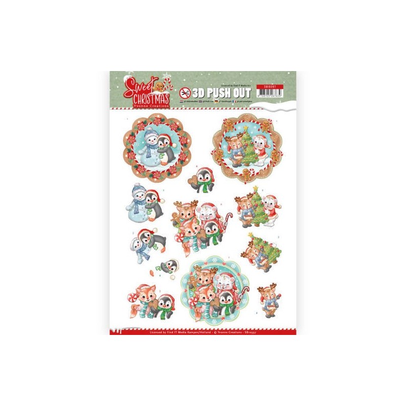 (SB10397)3D Pushout - Yvonne Creations - Sweet Christmas - Sweet Winter Animals