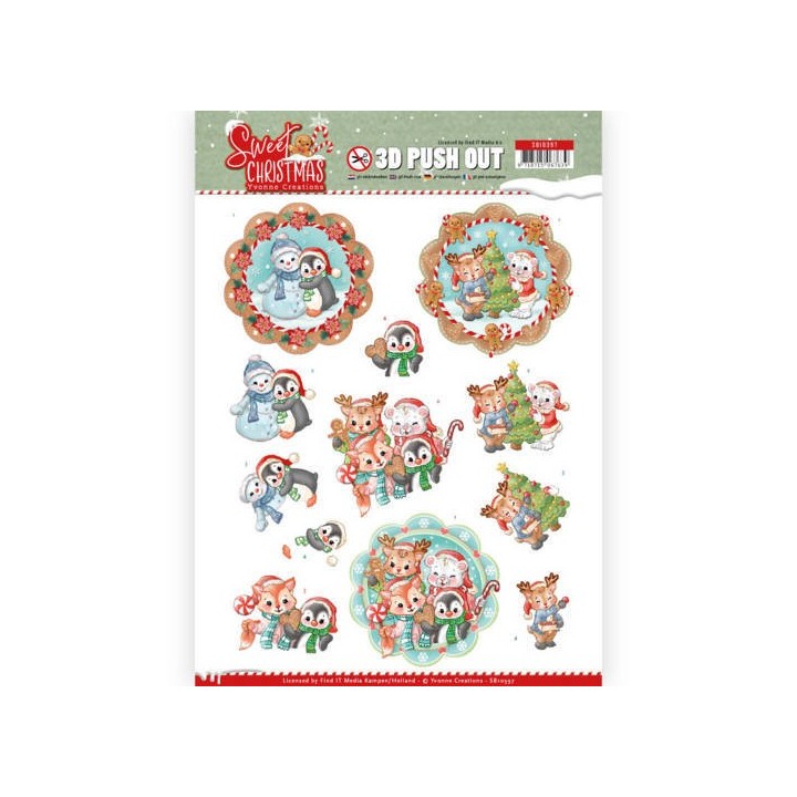 (SB10397)3D Pushout - Yvonne Creations - Sweet Christmas - Sweet Winter Animals