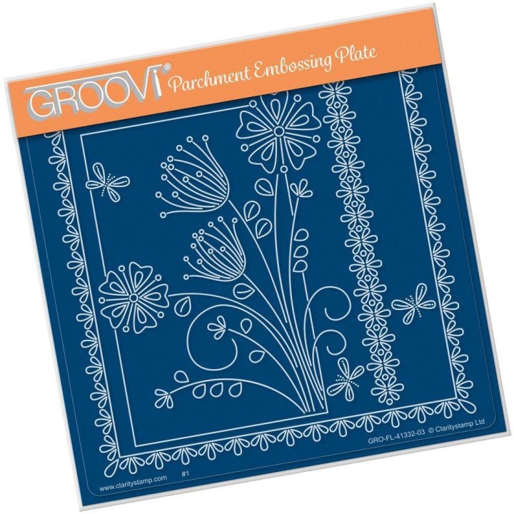 (GRO-FL-41332-03)Groovi Plate A5 TINA'S FLORAL DELIGHT - PRIMROSE