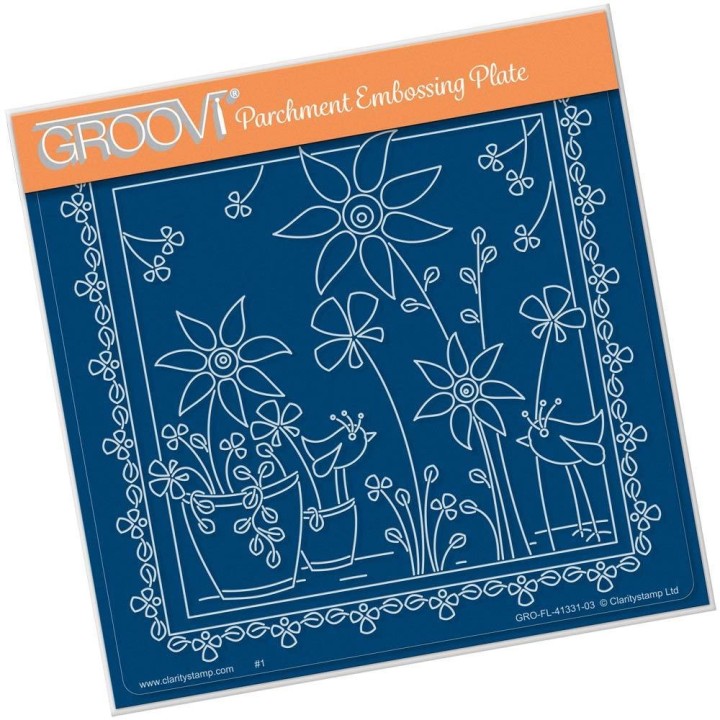 (GRO-FL-41331-03)Groovi Plate A5 TINA'S FLORAL DELIGHT - SUNFLOWER