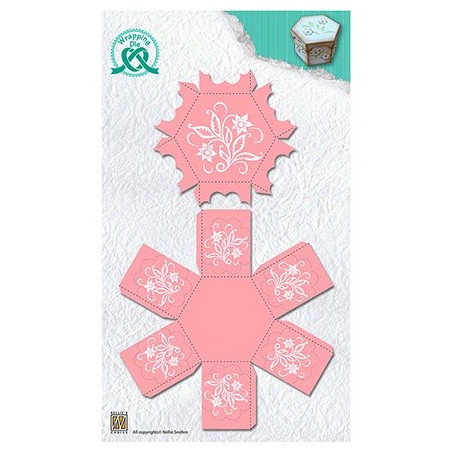 (WPD006)Nellie`s Choice Wrapping Dies Gift box-6 Hexagonal box with lid