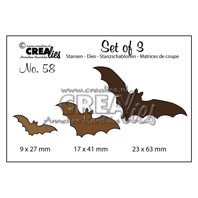 (CLSET58)Crealies Set of 3 no. 58 Bats