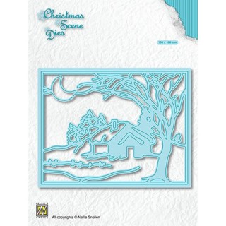 (CRSD007)Nellie's choice Christmas scene dies Moonlight winternight