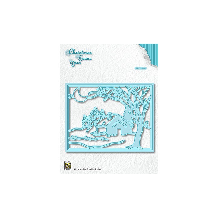 (CRSD007)Nellie's choice Christmas scene dies Moonlight winternight
