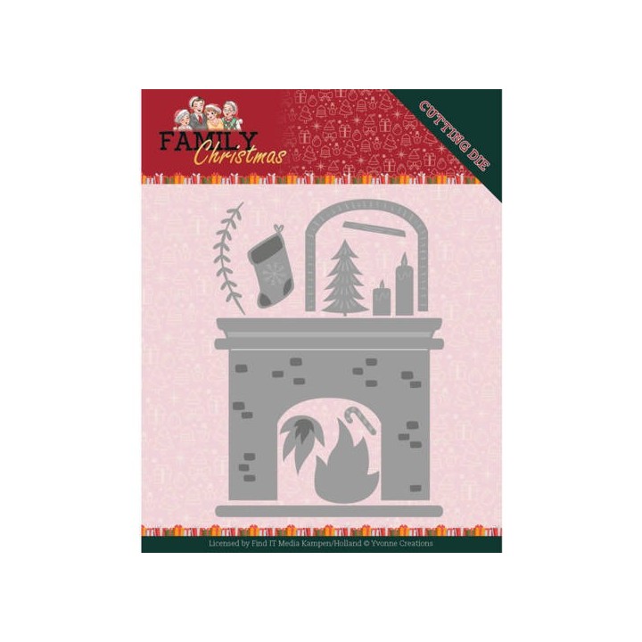 (YCD10184)Dies - Yvonne Creations - Family Christmas - Fireplace