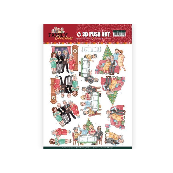 (SB10392)3D Pushout - Yvonne Creations - Family Christmas - Happy Family