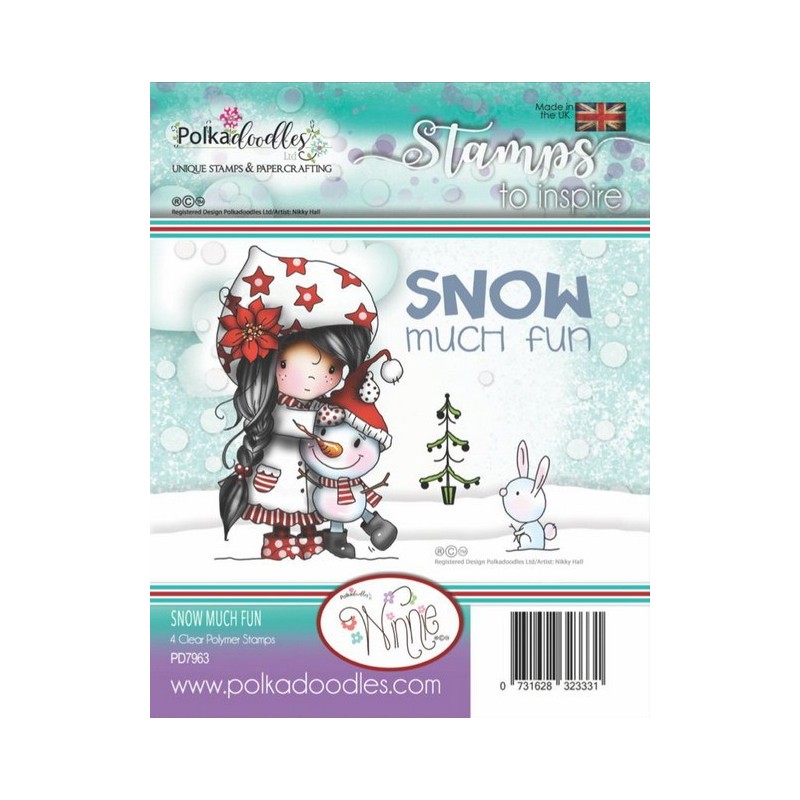 (PD7963)Polkadoodles Winnie Snow Much Fun Clear Stamps