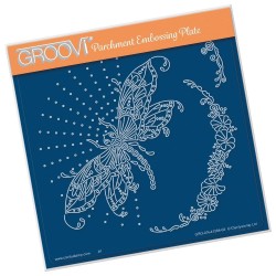 (GRO-AN-41364-03)Groovi Plate A5 CHERRY GREEN'S DRAGONFLY & PRETTY FLOURISH