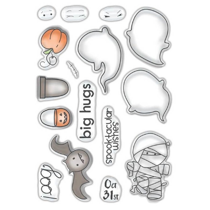 (PD7459)Polkadoodles Spooktacular Clear Stamps
