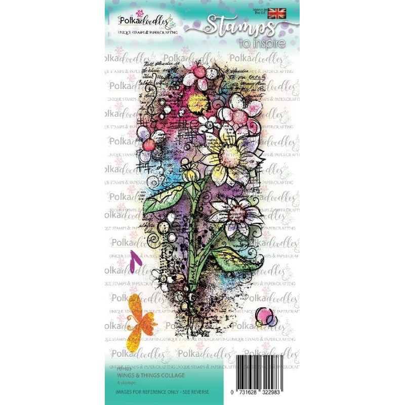 (PD7928)Polkadoodles Wings & Things Collage Clear Stamps