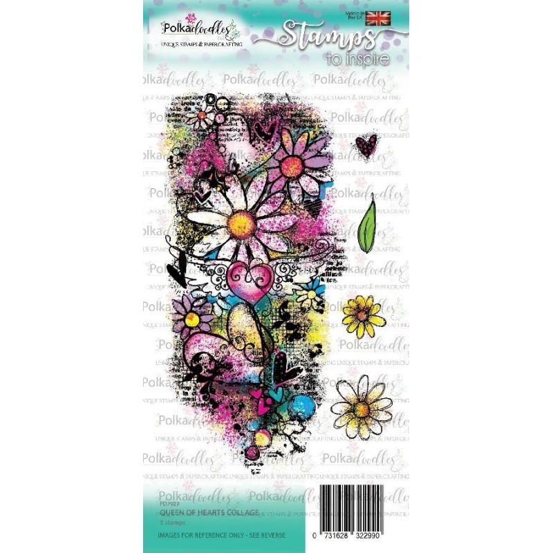 (PD7929)Polkadoodles Queen of Hearts Collage Clear Stamps