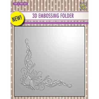(EF3D006)Nellie's Choice Embossing folder Poinsetta Corner