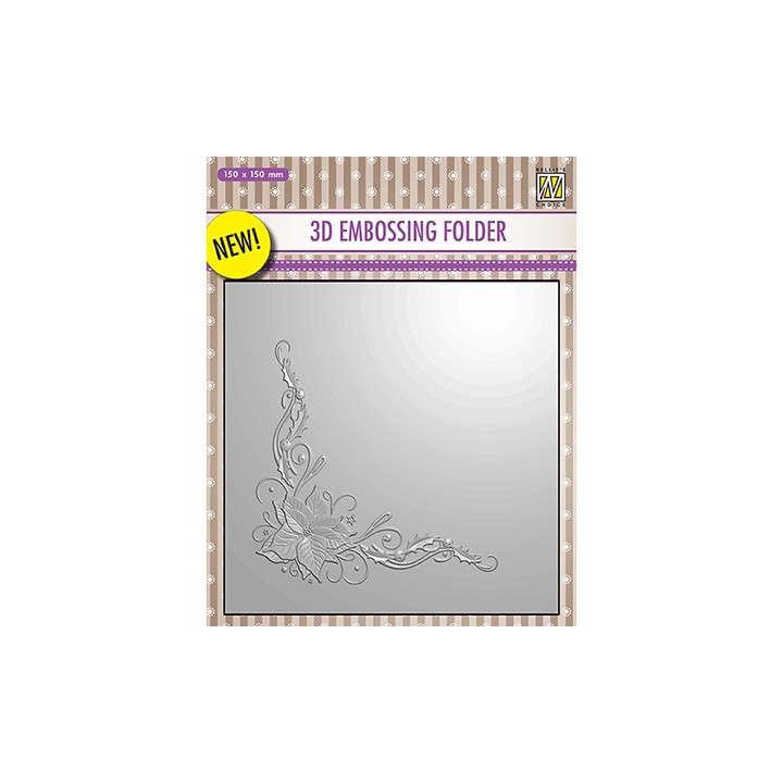 (EF3D006)Nellie's Choice Embossing folder Poinsetta Corner